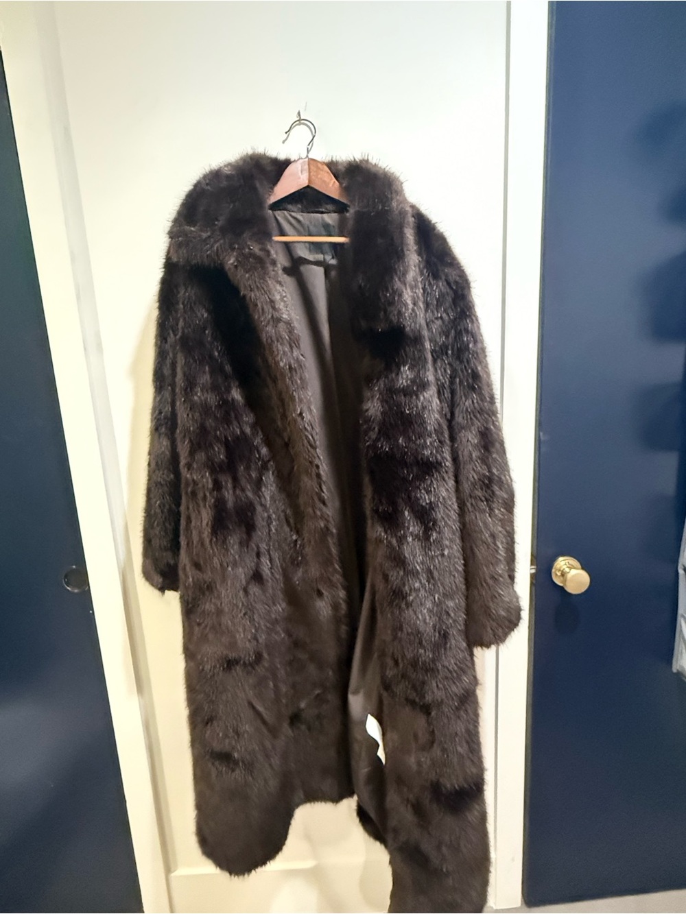 Nasty Gal brown long Plush Faux Fur Jacket
